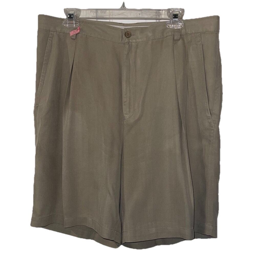 Tommy Bahama Mens Shorts 36 Tan Pleated Silk Relax Golf